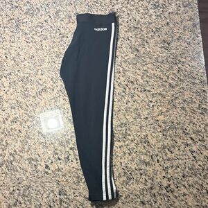 Adidas Kids Black Joggers with White Stripes